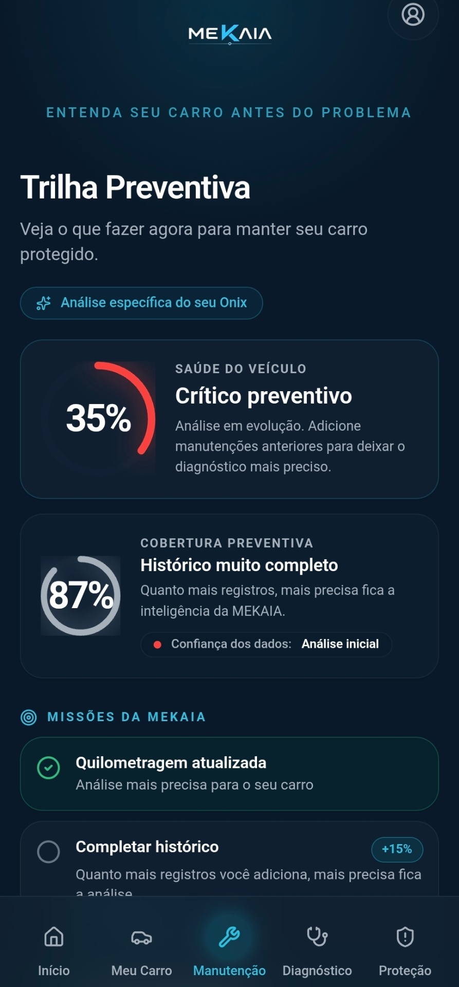 MEKAIA — Manutenção